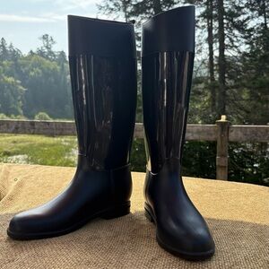 MARCCAIN Navy Blue Rain Boots - Knee-High Style Size 39 (8.5 - 9)